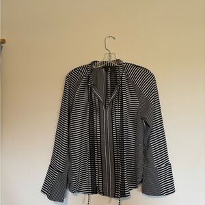 Ann Taylor Black and White Striped Blouse